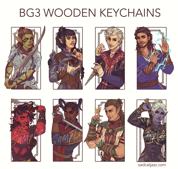 BG3 Wooden Keychains
