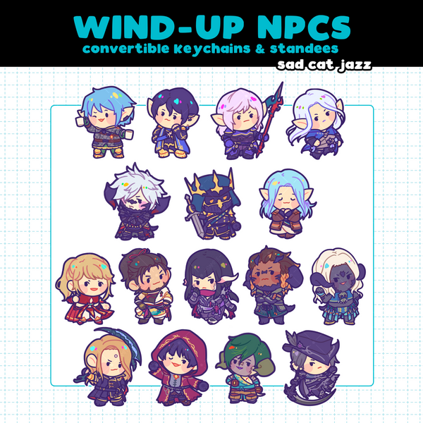 FFXIV: Wind-Up NPC Standee Keychains [HVW & STB & EDW]